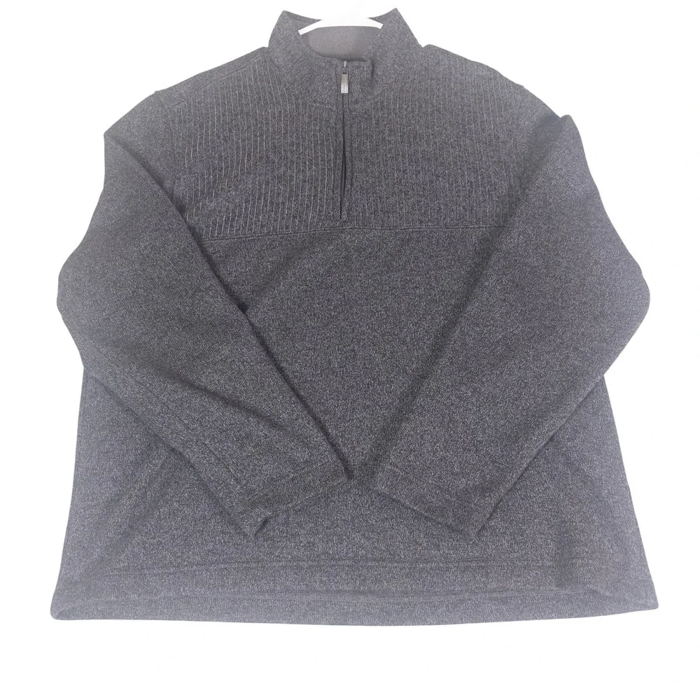Van Heusen Flex Mens XXL Charcoal Gray Heather Quarter Zip Pullover Sweater